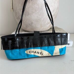 Chanel Black and Turquoise Shoulder Bag